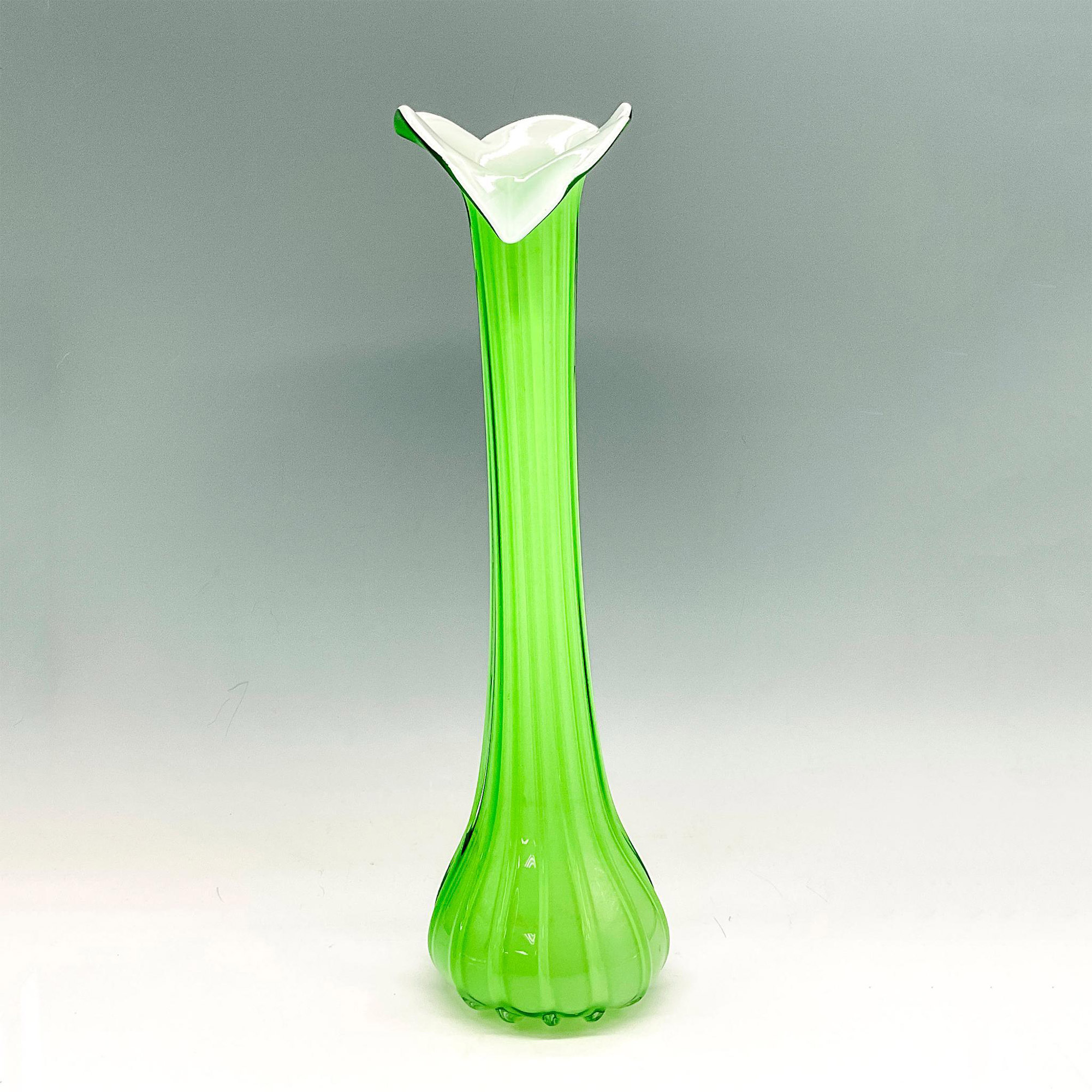 Vintage Ribbed Green Jack In The Pulpit Vase