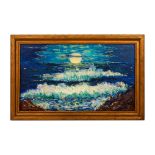 Martina, Impressionist Oil on Canvas Sunset Seascape, Signed