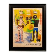 Jean-Michel Basquiat (Attr.) Mixed Media on Paper, Signed