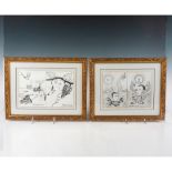 Esteves, Two Drawings on Paper, Surrealist Figures, Signed