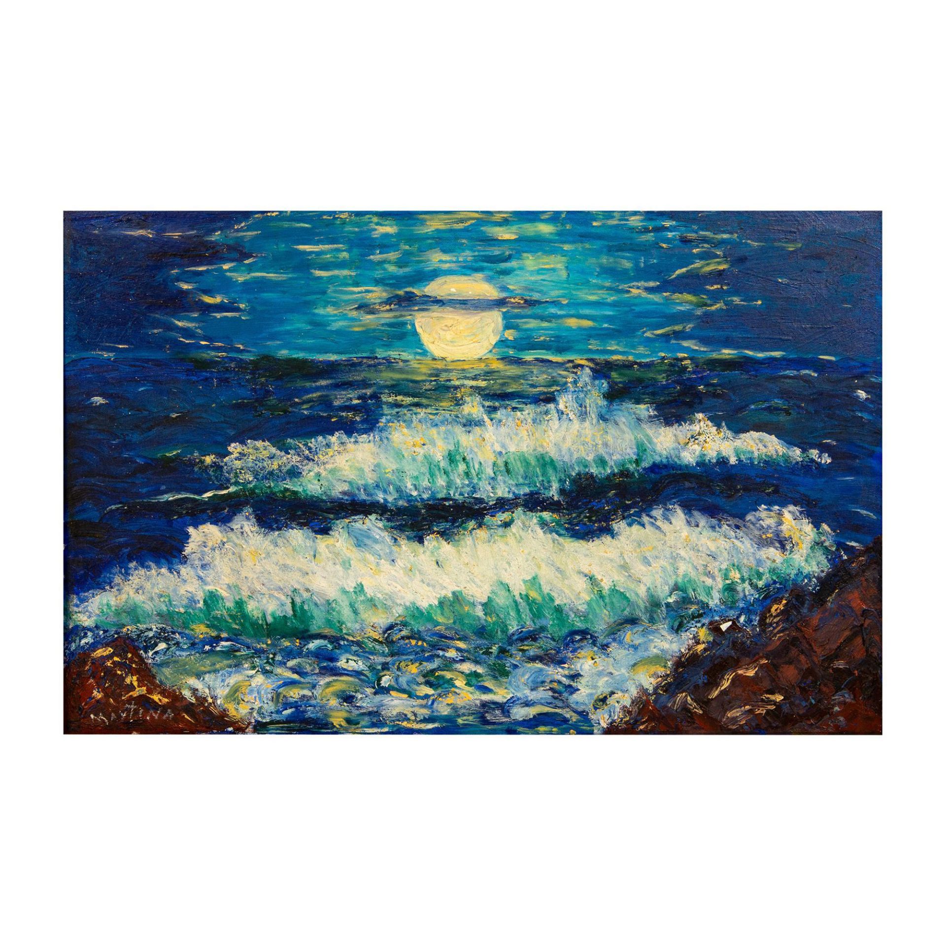 Martina, Impressionist Oil on Canvas Sunset Seascape, Signed - Image 2 of 5