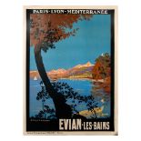 Julien Lacaze, 1930s Color Lithograph Poster Evian-Les-Bains