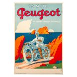 Original Color Lithograph Peugeot Motorcycle French Poster