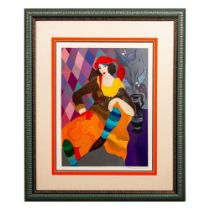 Itzchak Tarkay, Color Serigraph on Paper, Gitana, Signed