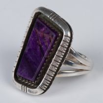 Yellowhorse Navajo Sterling and Purple Spiny Oyster Ring