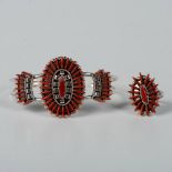 2pc Ed Cooeyate Zuni Sterling Silver and Coral Ring & Bracelet