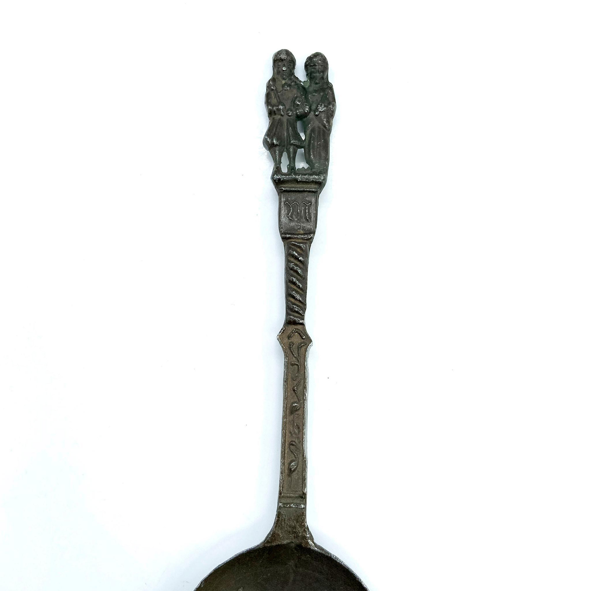 Early English Hand-Forged Pewter Spoon with Standing Figures - Image 2 of 4