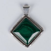 Eugene Belone Navajo Sterling Silver & Malachite Pendant