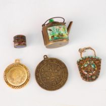 5pc Assorted Vintage Pendants and Mini Cloisonne