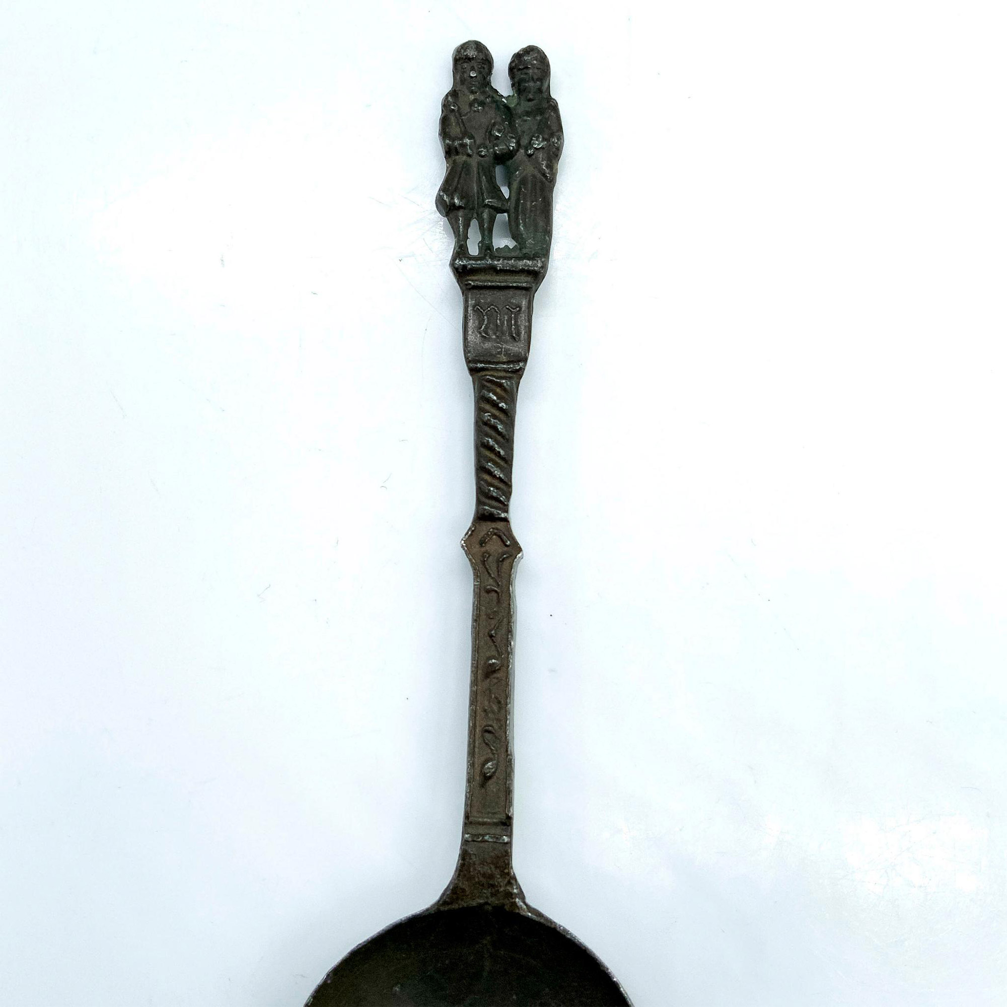 Early English Hand-Forged Pewter Spoon with Standing Figures - Image 3 of 4