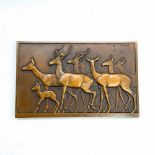 R.F. Thenot (French 1893-1963) Bronze Gazelle Plaque, Signed