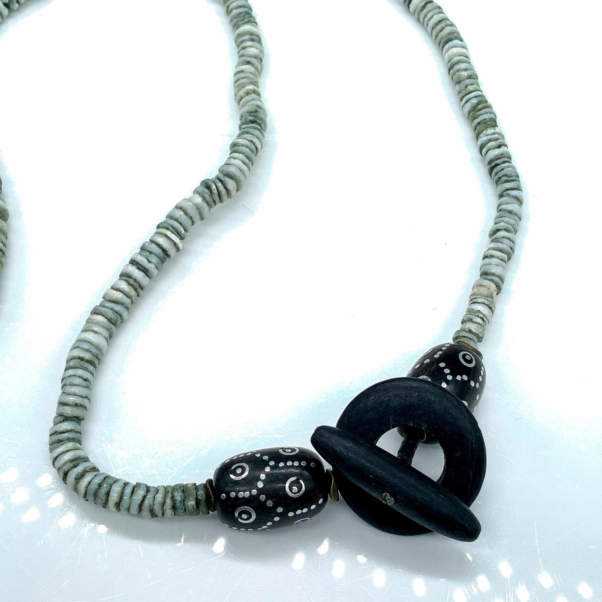 Long Light Grey Heishi Bead Necklace - Image 2 of 2