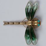 Dragonfly Brooch Sterling Silver with Enamel and Turquoise