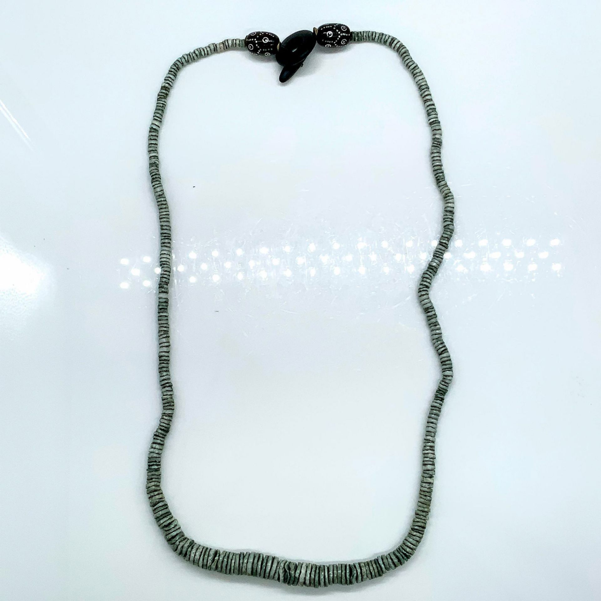 Long Light Grey Heishi Bead Necklace