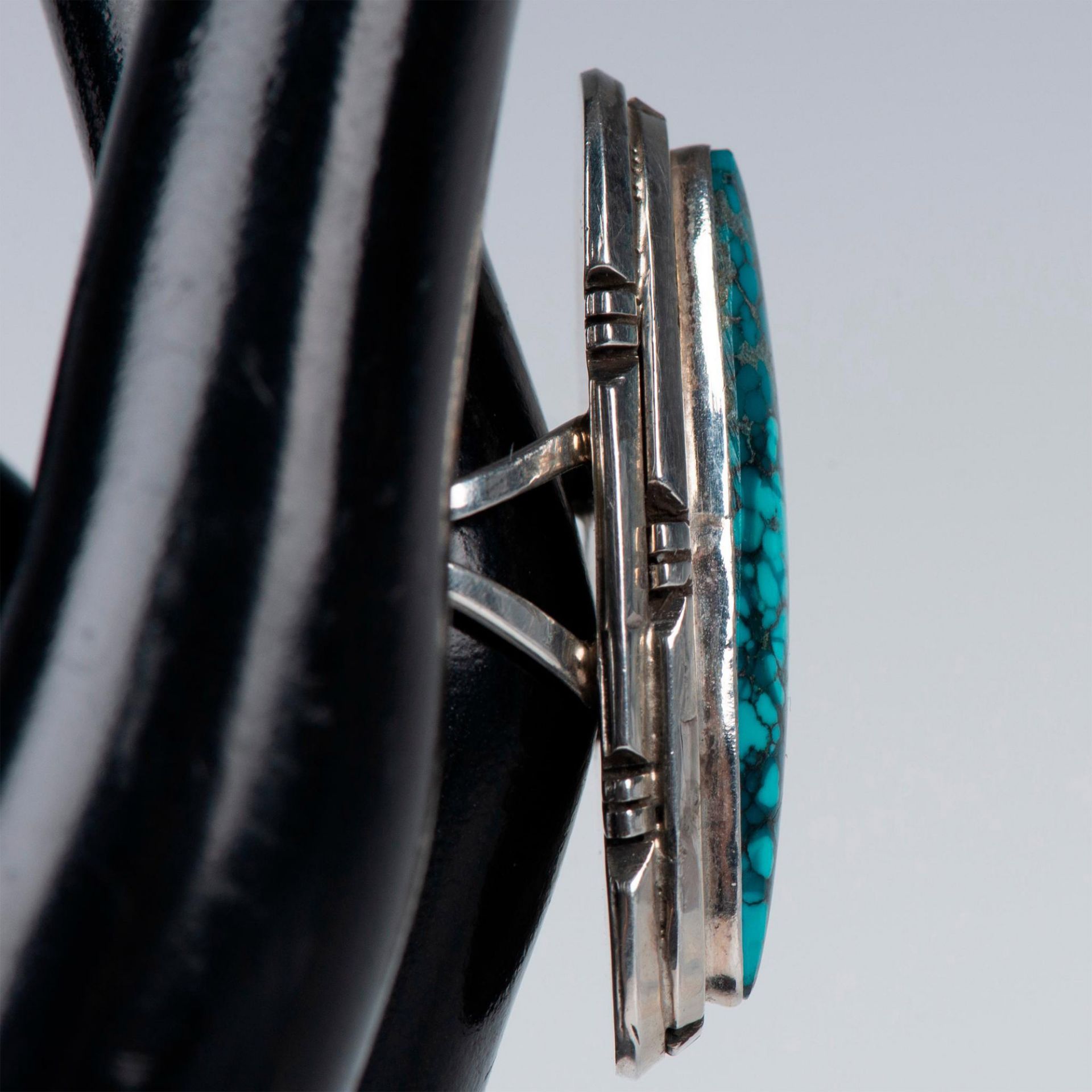 B. Piaso Navajo Sterling Silver & Spiderweb Turquoise Ring - Image 4 of 6