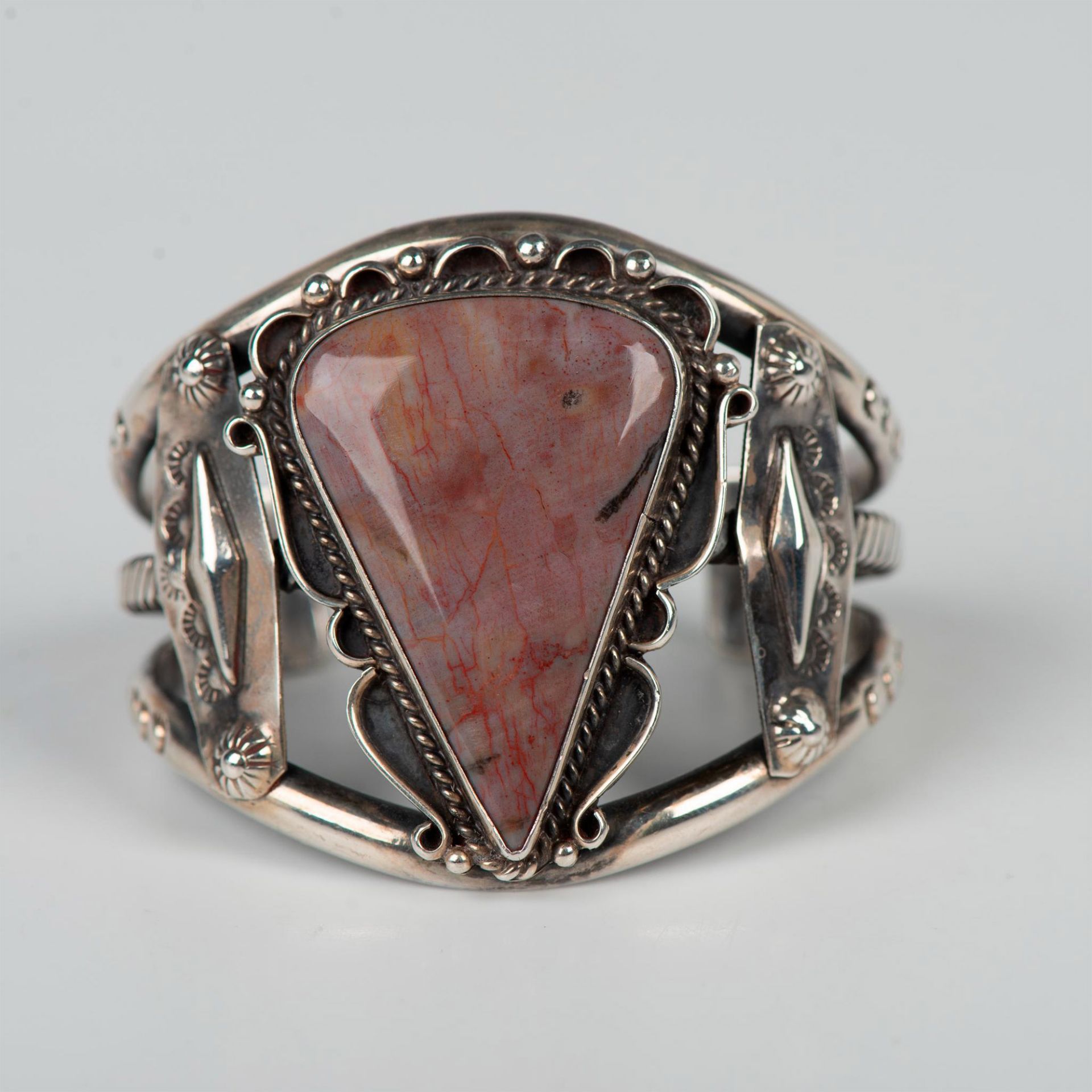 Native American Sterling Silver Rhodochrosite Cuff Bracelet