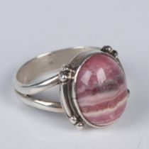 Dainty Native American Sterling Silver & Rhodochrosite Ring