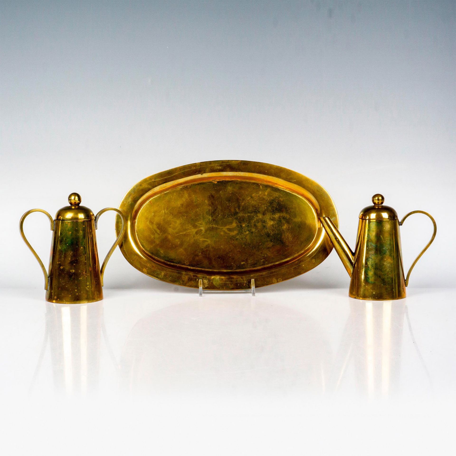 3pc Mid Century Modern Mexican Brass Tea Set