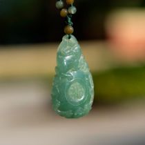 Antique Chinese Jade Pendant and Beaded Necklace