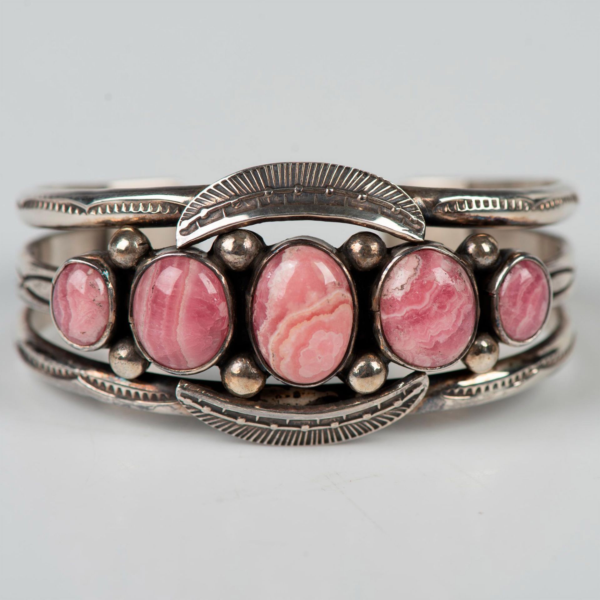 Native American Sterling Silver Rhodochrosite Cuff Bracelet