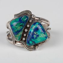 Southwest Native American Sterling Silver & Azurite Bracelet