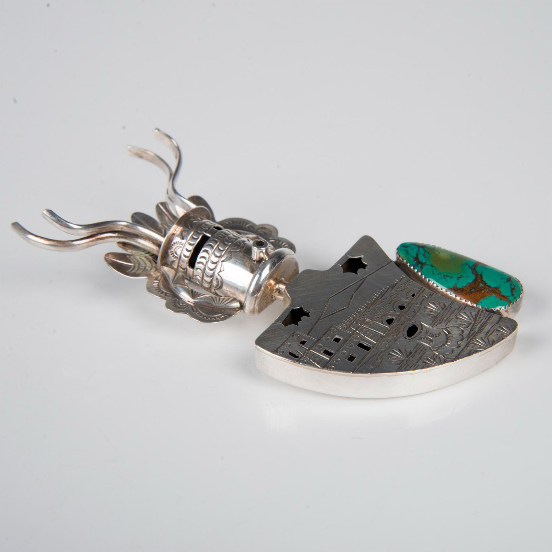 Sterling Silver and Turquoise Kachina Pendant - Image 4 of 4