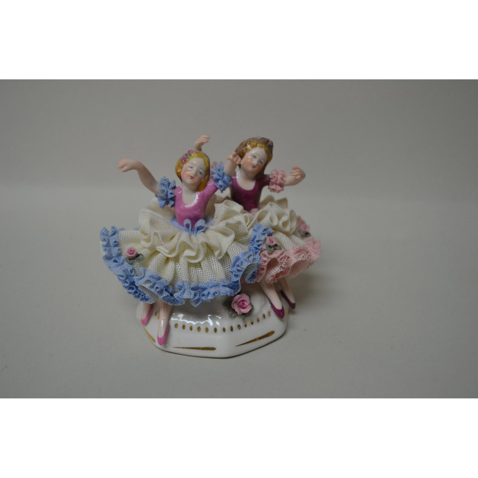 Dresden Porcelain Doll Lace Figurine, The Twins, Early 1900'S - Bild 6 aus 6