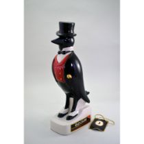 Vintage Old Crow Ceramic Mr.Penguin In Tux Whiskey Decanter Figurine