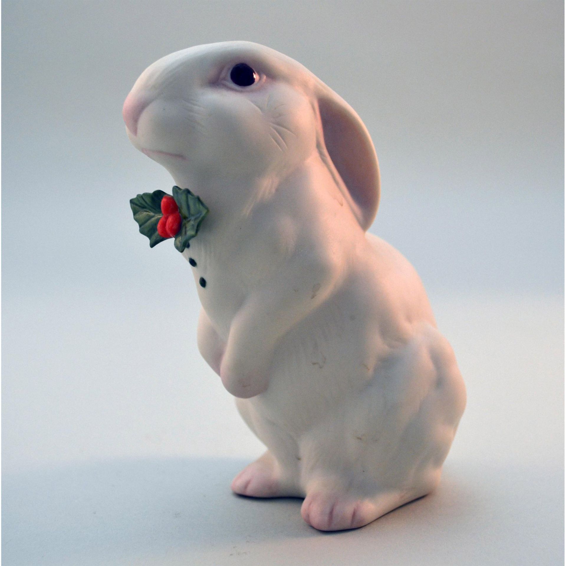 Cybis Porcelain Bunny Bon Bon With Holly - Image 2 of 4