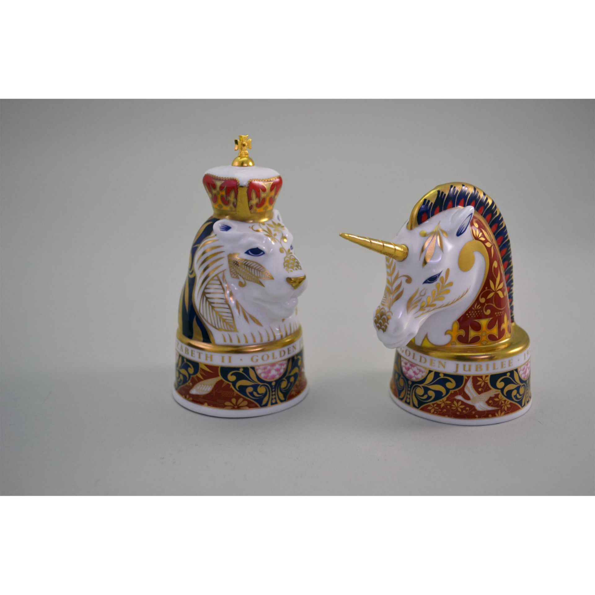 Royal Worcester Porcelain Lion & Unicorn Jubilee Of Queen Candle Snuffers, Limited