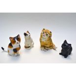 Royal Worcester Cat Figurines, Collection Of 4 Pcs