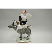 Lorenz Hutschenreuther Porcelain Donkey, Dog, Cat, Rooster Figurine.