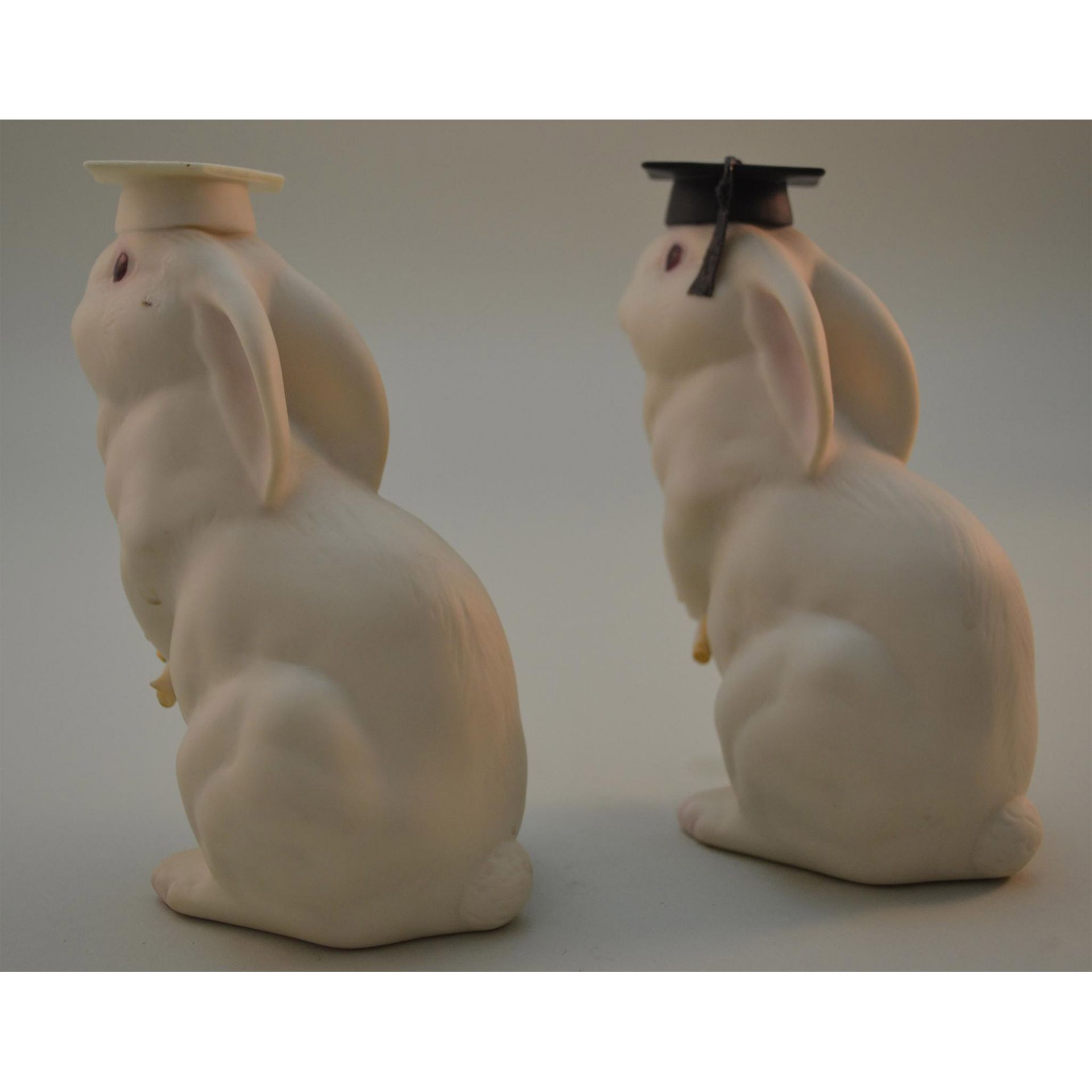 Cybis Porcelain Bunnies, The Graduates, Pair - Image 3 of 4