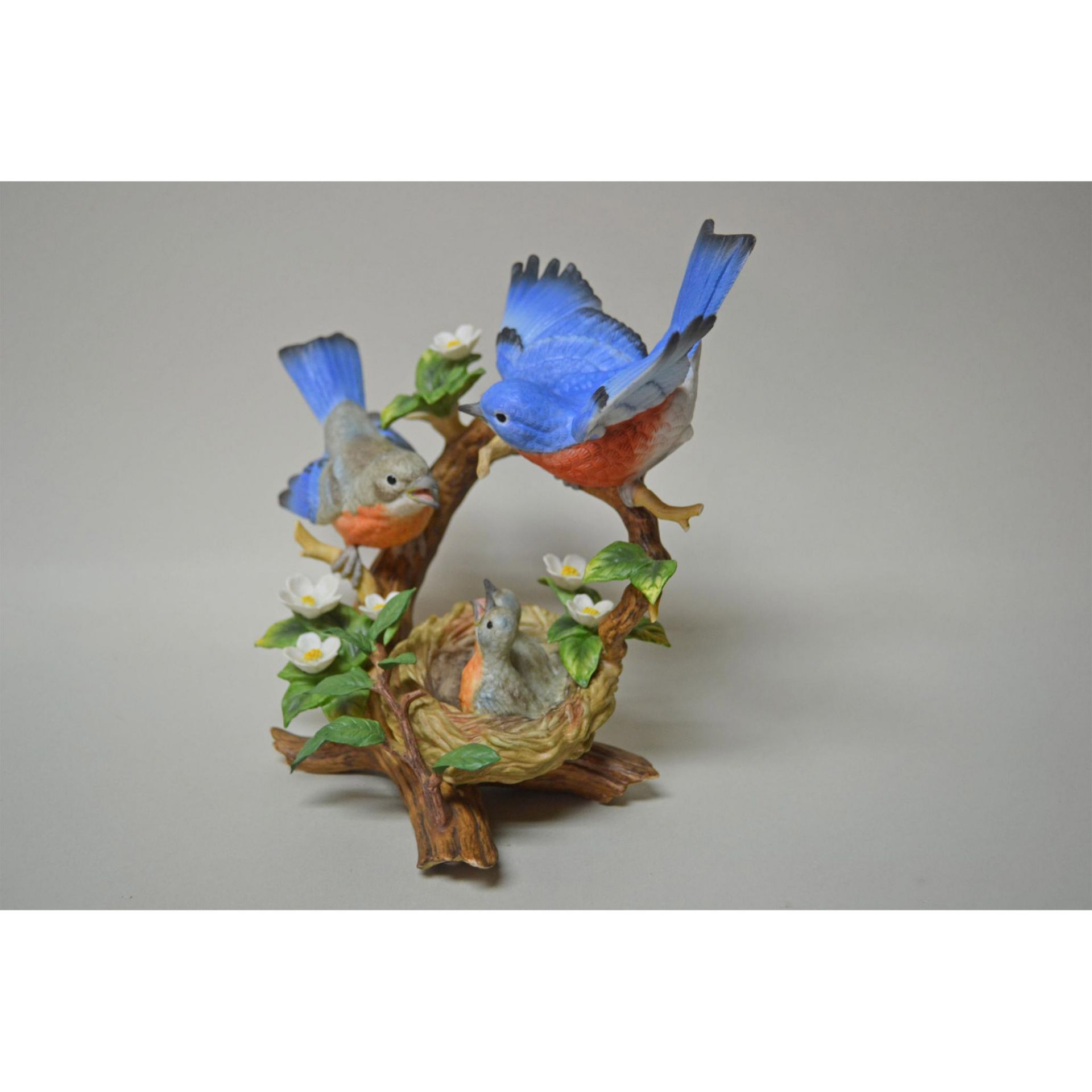 Maruri Bluebird Family With Apple Blossoms Bird Figurine - Image 3 of 4