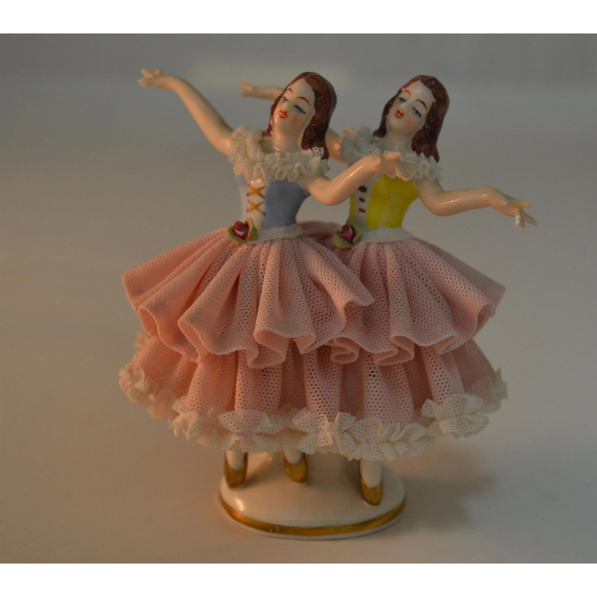 Dresden Porcelain Twins In Lace, Dancing, C.1900 - Bild 3 aus 7