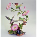 Maruri Porcelain Violet-Crowned Hummingbirds W/Morning Glories