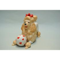 Cybis Porcelain Poodle With Red Ribbon Figurine