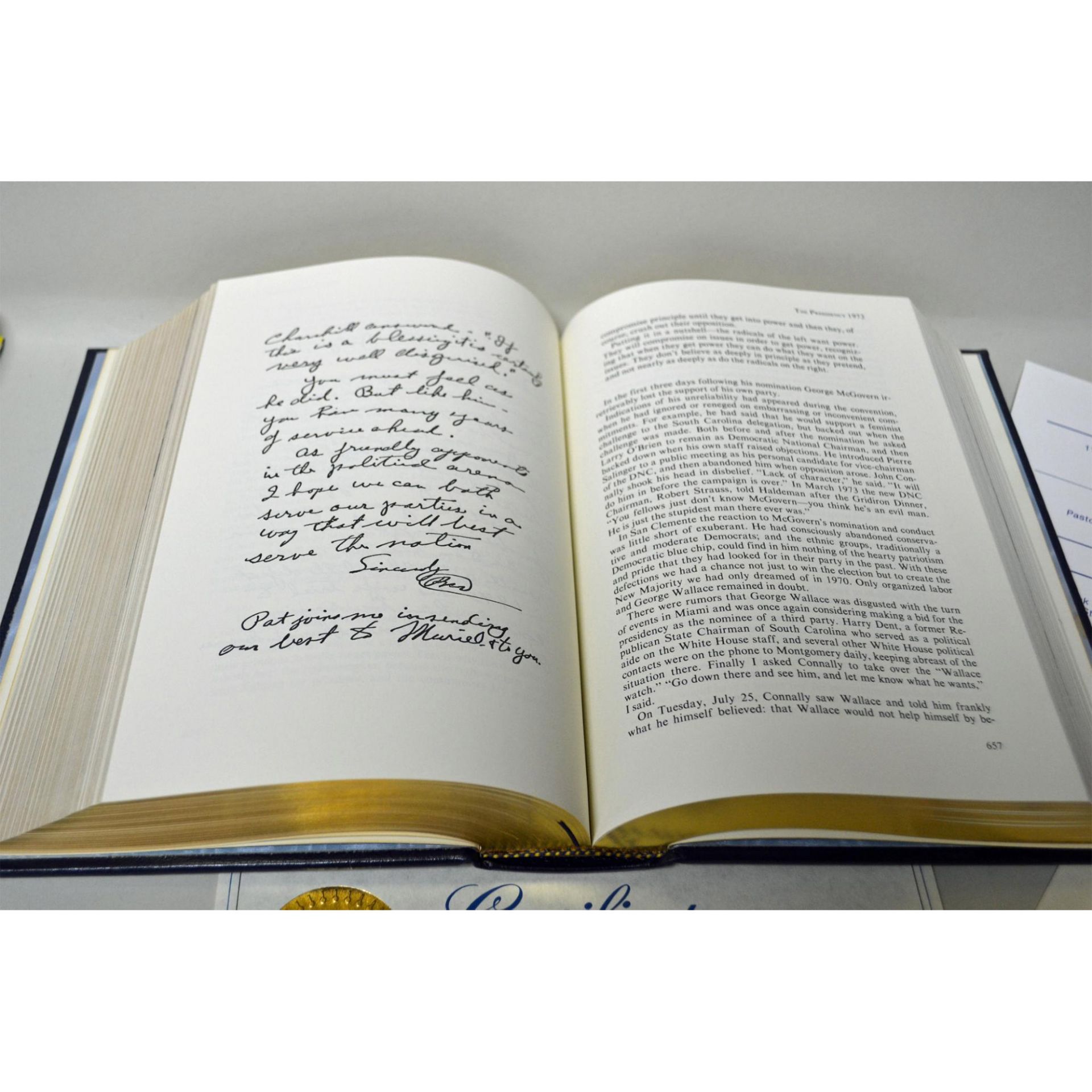 The Memoirs Of Richard Nixon, Limited Edition Leather Book, Signed By Gerald R. Ford, Coa., 1982. - Image 3 of 7