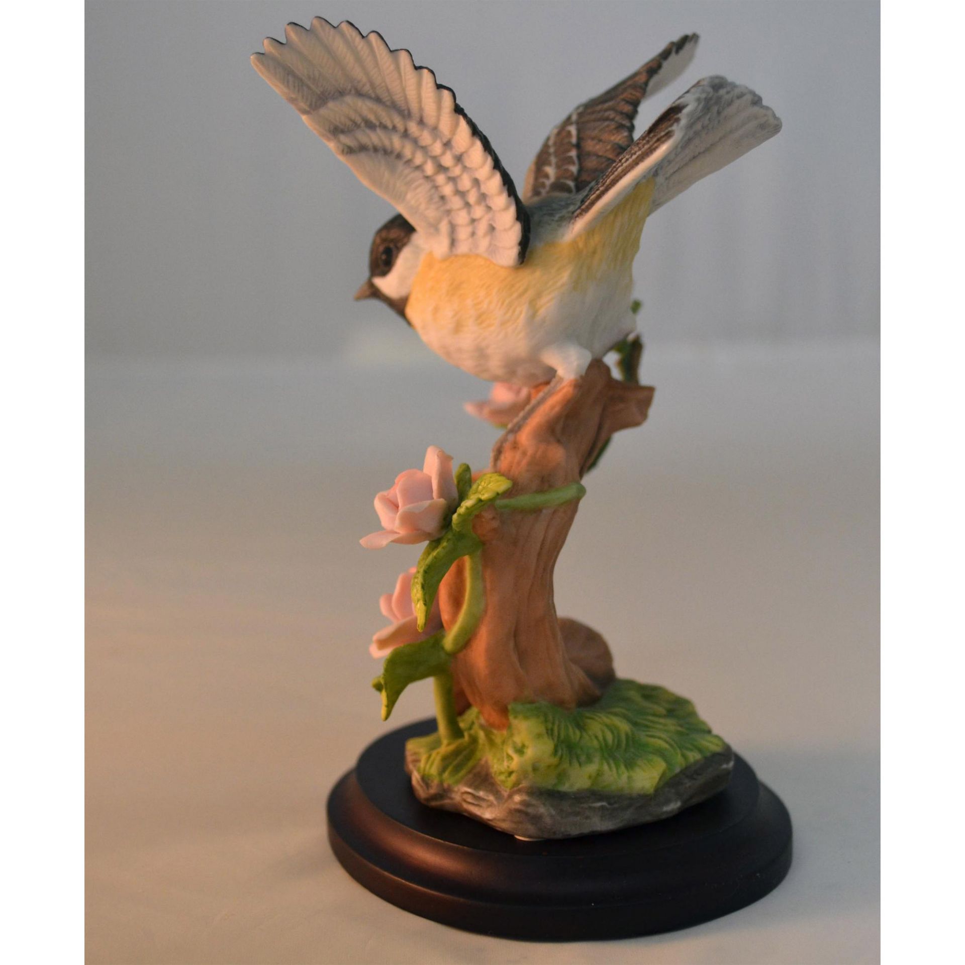 Maruri Porcelain Songbird Chickadee With Rose Bird Figurine - Image 2 of 5