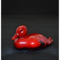 Royal Doulton Flambe Duck, Resting, 3"W Figurine