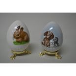 Goebel Porcelain Eggs, 1980 And 1999 Editions, 2 Pcs