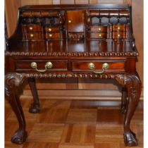 Miniature European Hand Crafted Mahogany Desk