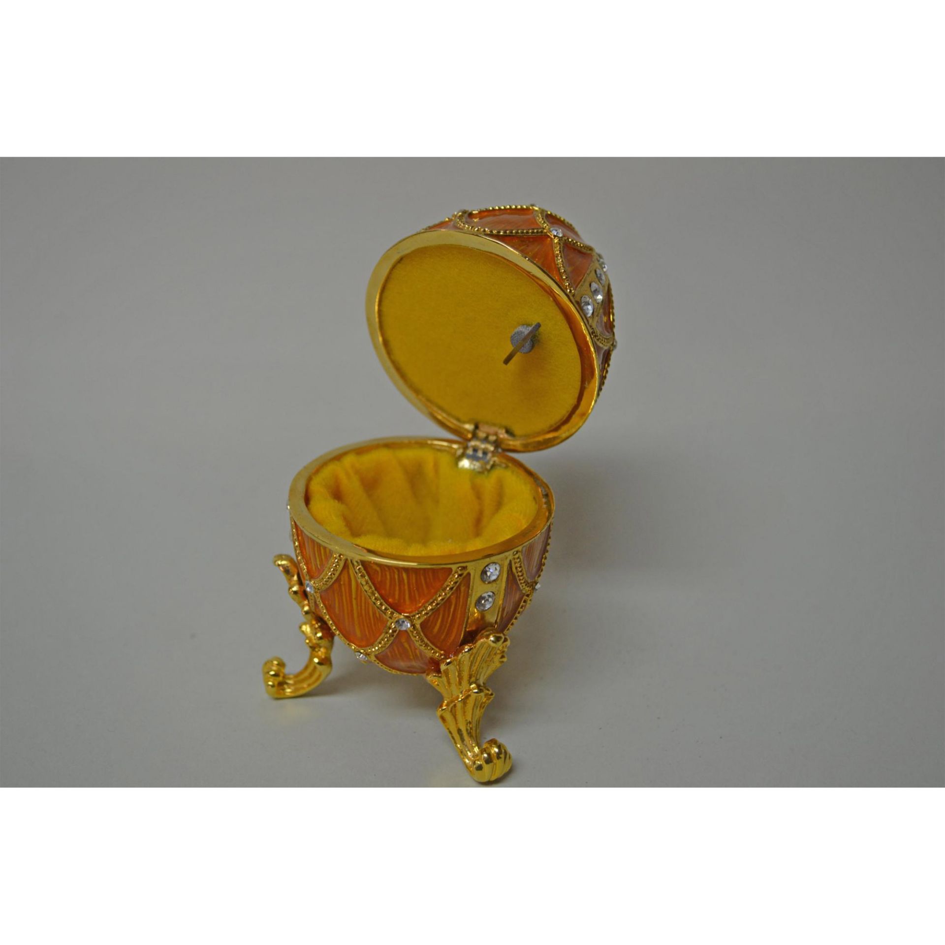 Gold Enamel Egg Musical Jewelry Box - Image 2 of 3