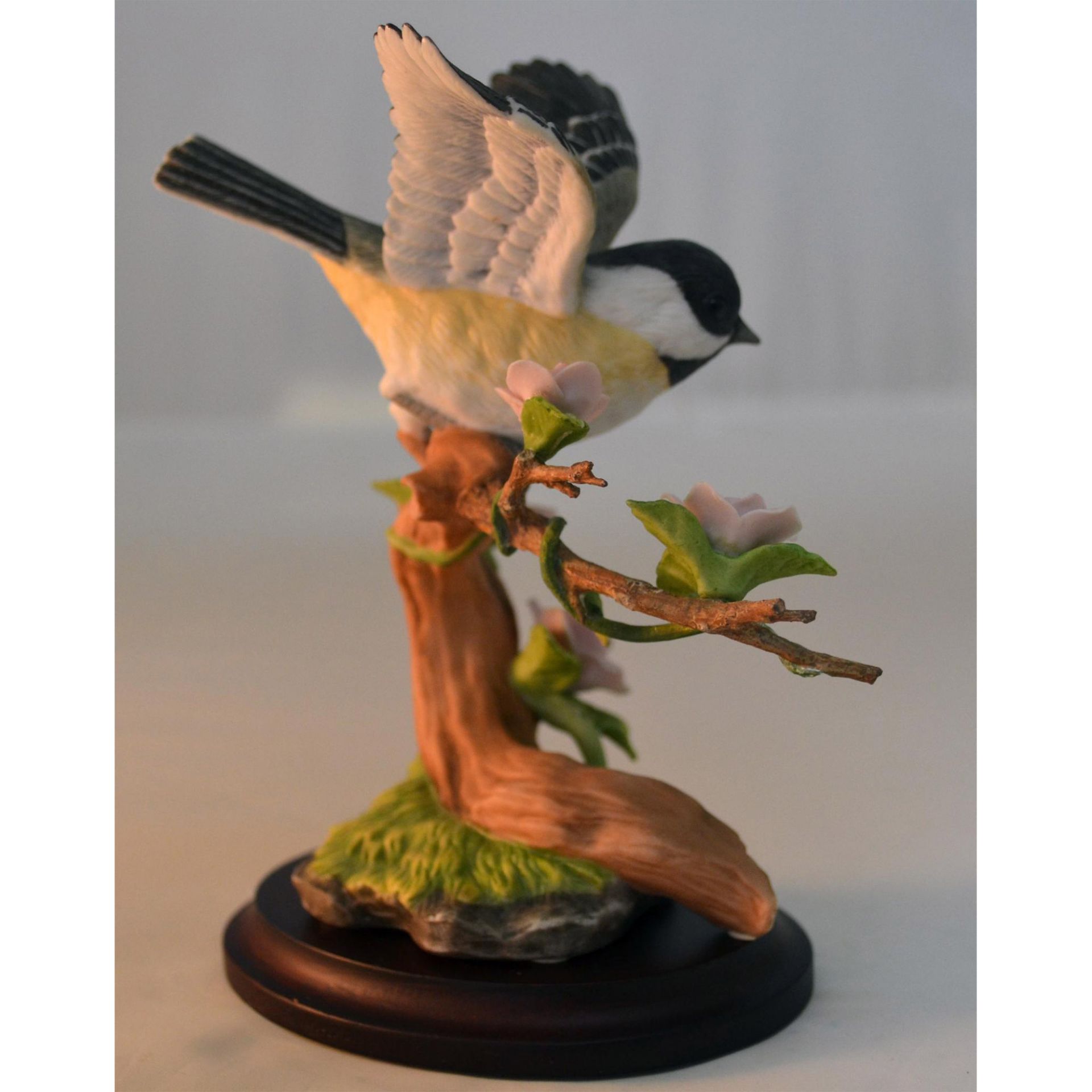 Maruri Porcelain Songbird Chickadee With Rose Bird Figurine - Image 4 of 5