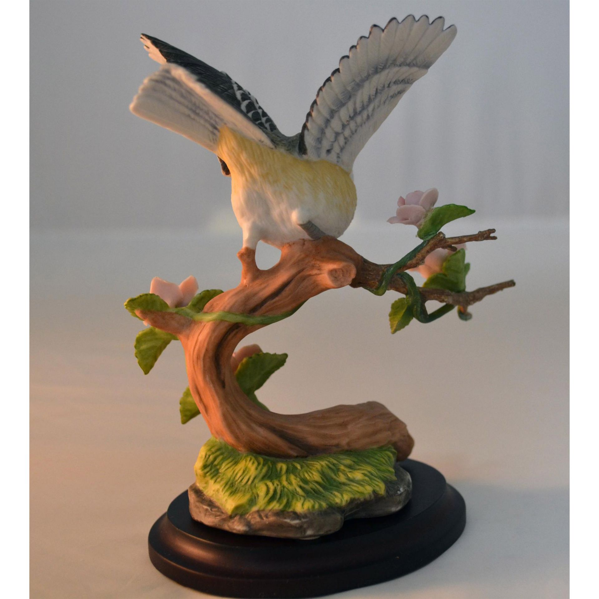 Maruri Porcelain Songbird Chickadee With Rose Bird Figurine - Image 3 of 5