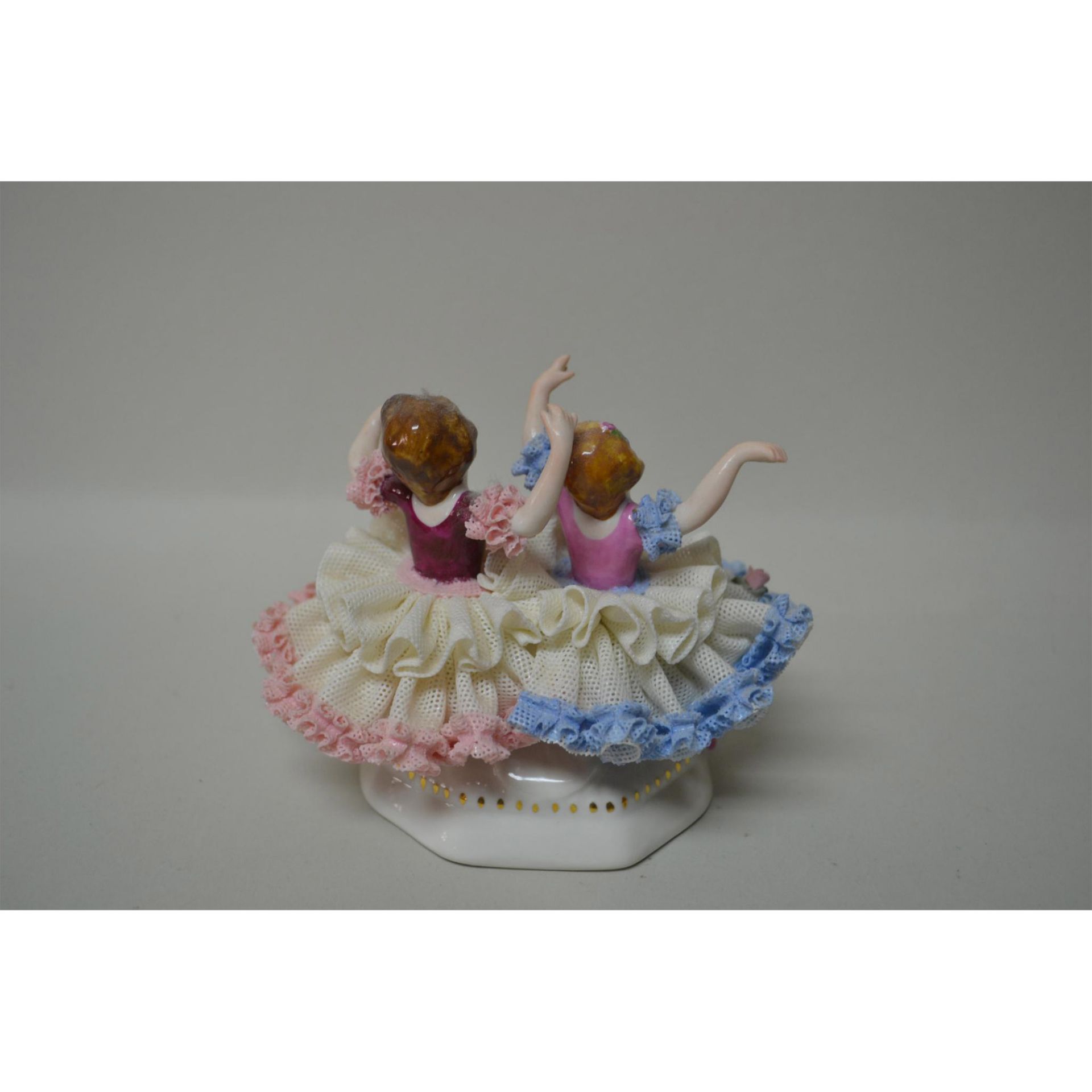 Dresden Porcelain Doll Lace Figurine, The Twins, Early 1900'S - Bild 2 aus 6