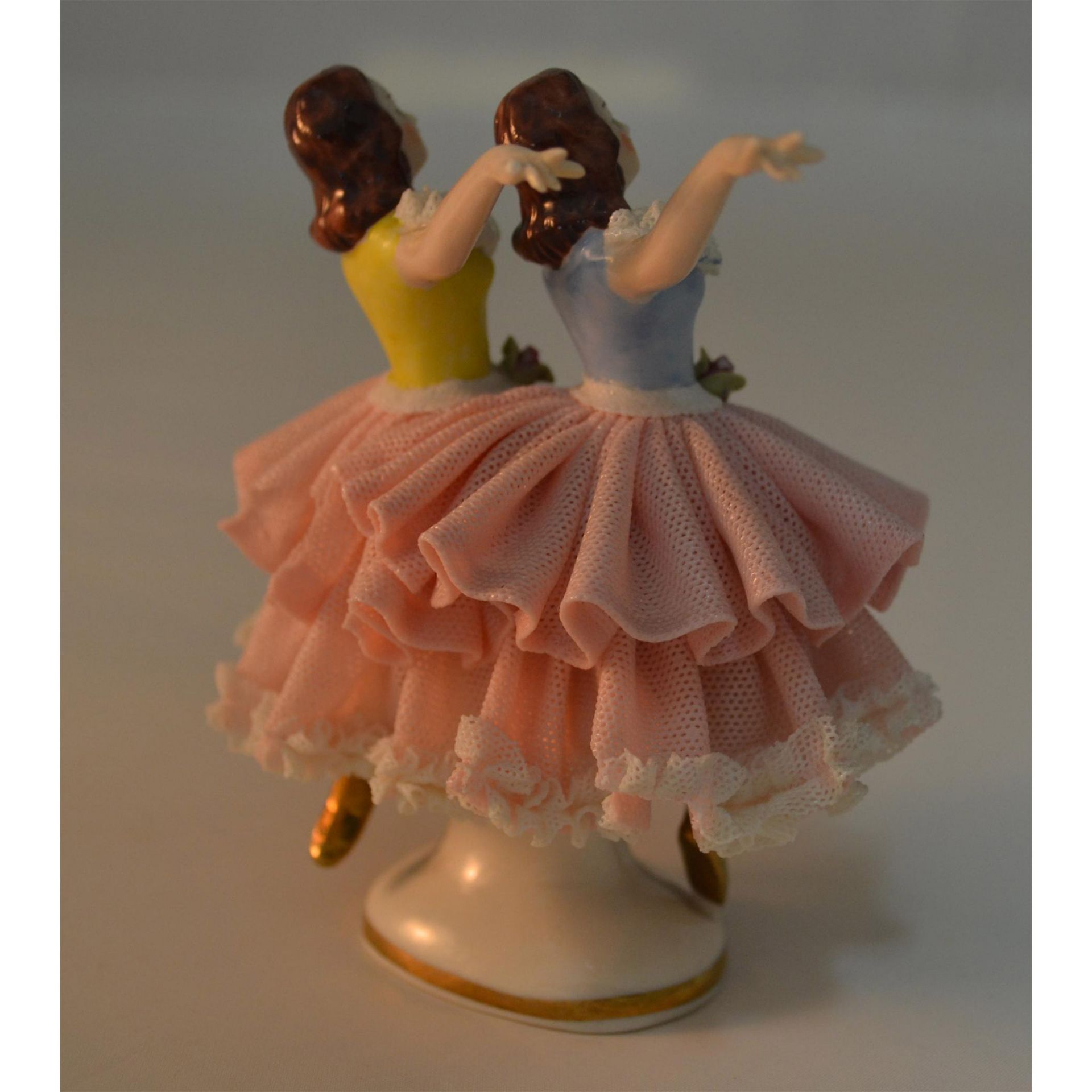 Dresden Porcelain Twins In Lace, Dancing, C.1900 - Bild 6 aus 7