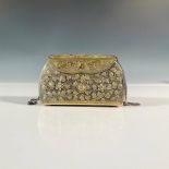 Vintage Hard Chased Brass Purse with Floral Design