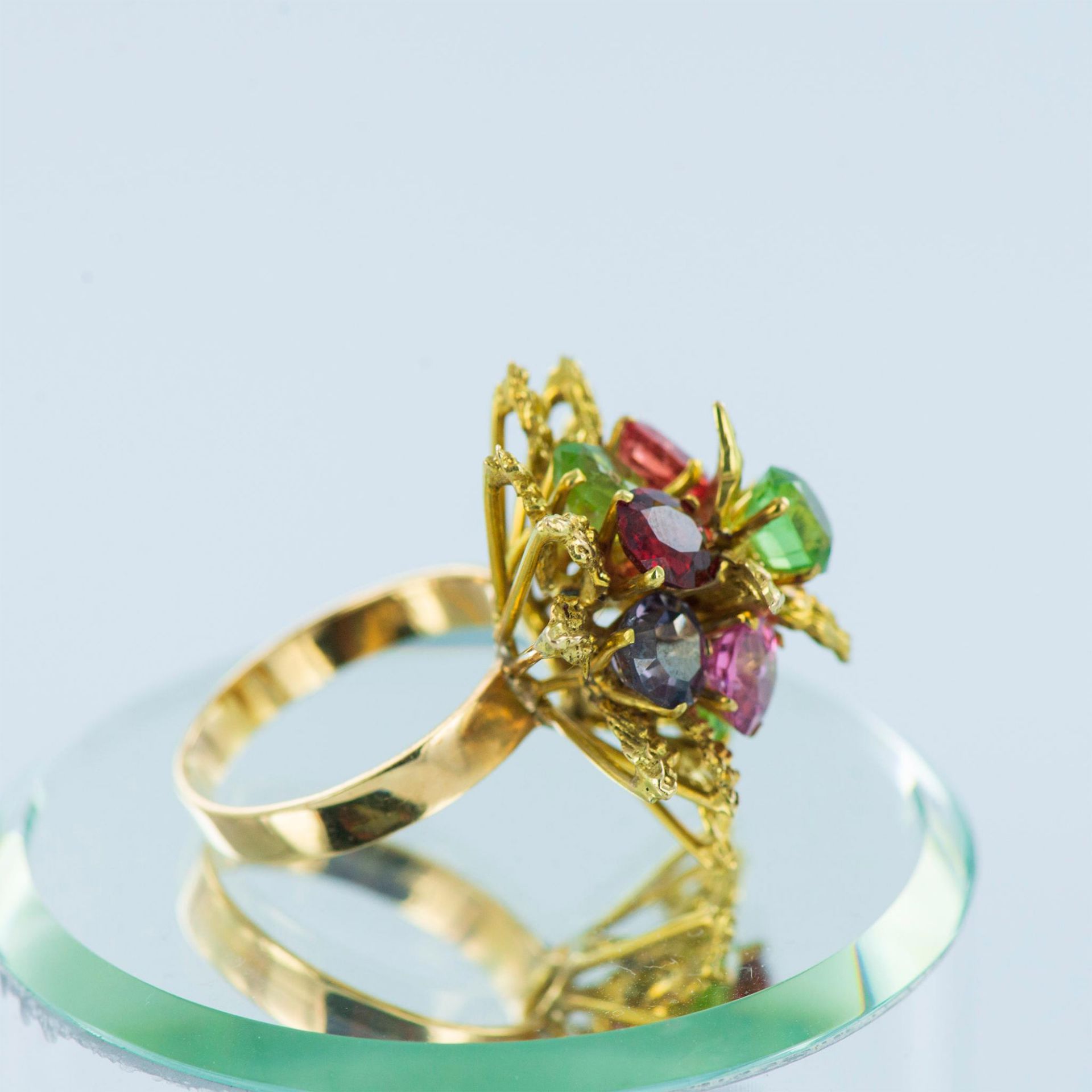 Radiant 18K Gold, Natural Emerald, Amethyst, Citrine, Garnet and Ruby Ring - Bild 10 aus 10