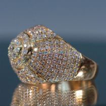 Impressive 14K Yellow Gold Dome Shaped Diamond Ring